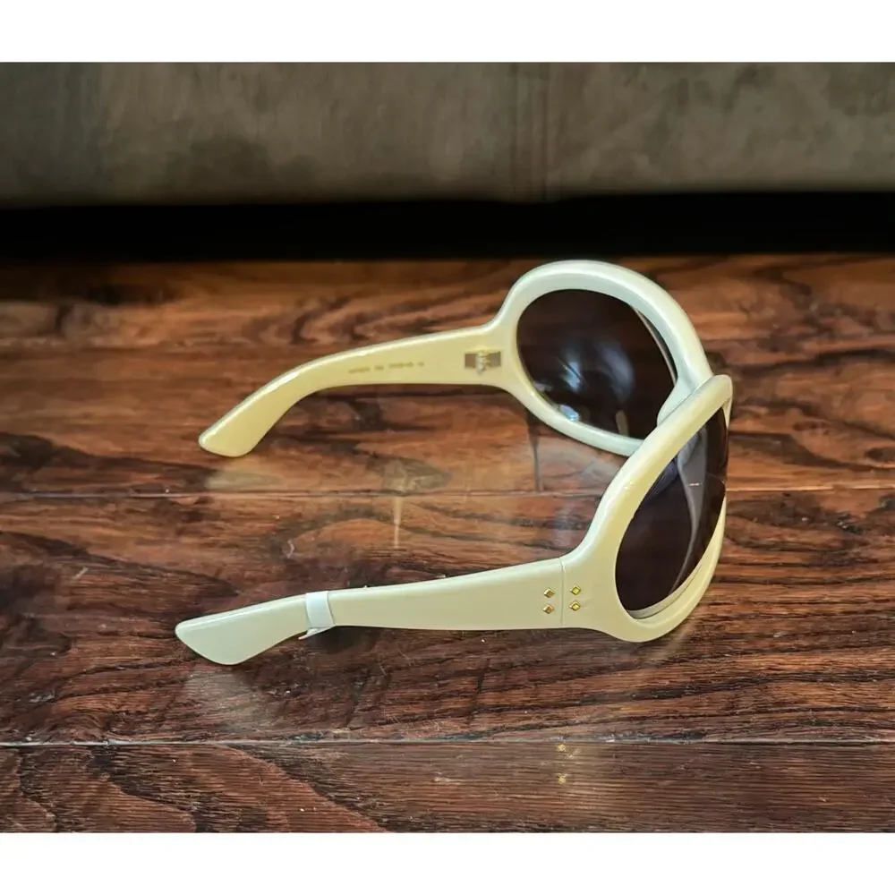 $995 NIB Gucci White 77MM Butterfly Shape Saddle Nose Men's Sunglasses